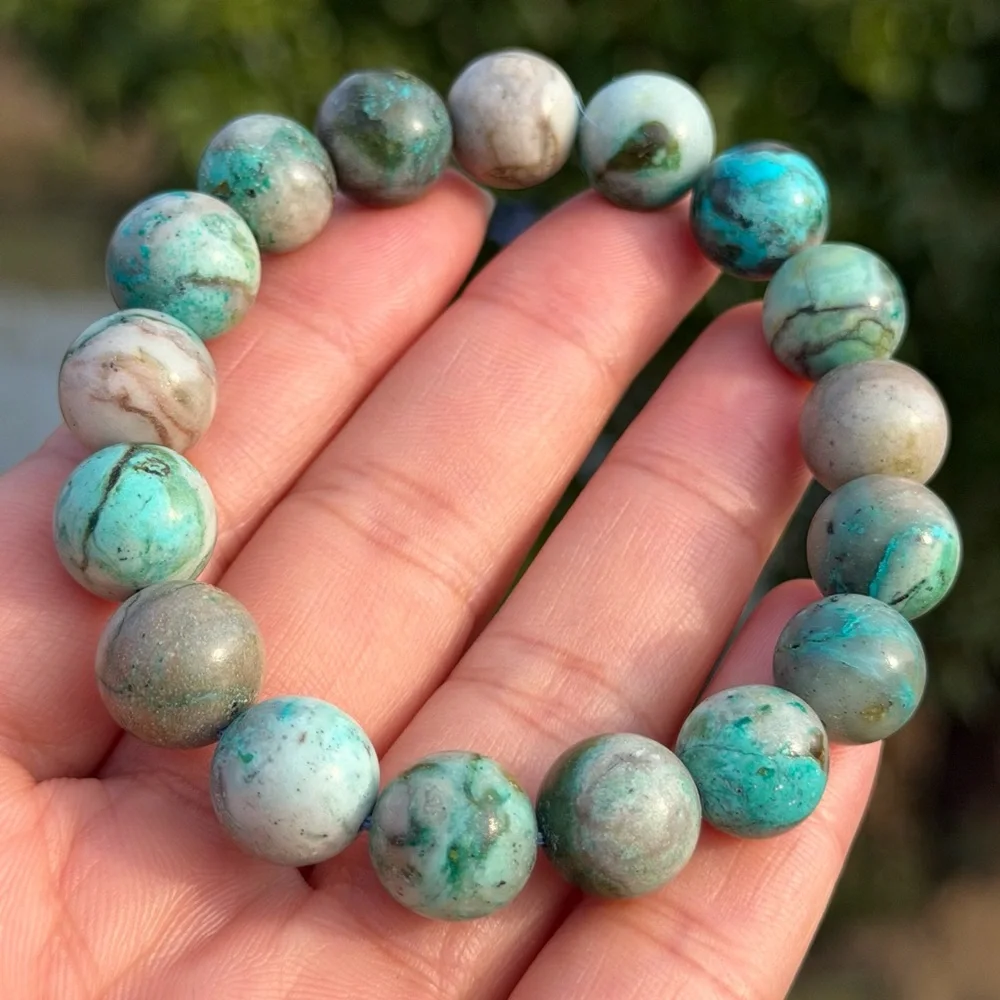 11mm stretchable chrysocolla‎ bracelet 1085